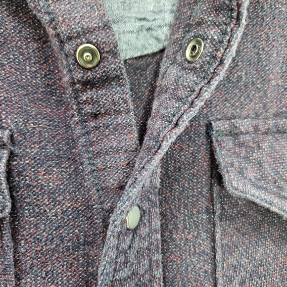 Roebuck & Co Men's Medium Button Down Western Shirt Pearl Snap Cotton Blue Red - Picture 7 of 7